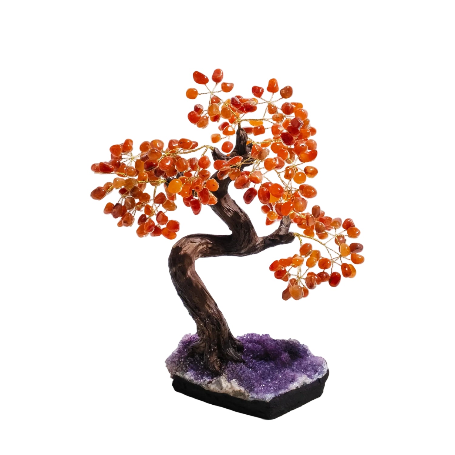 Tumbled Carnelian Bonsai Tree featuring polished gemstones for creativity and positive energy in home decor.