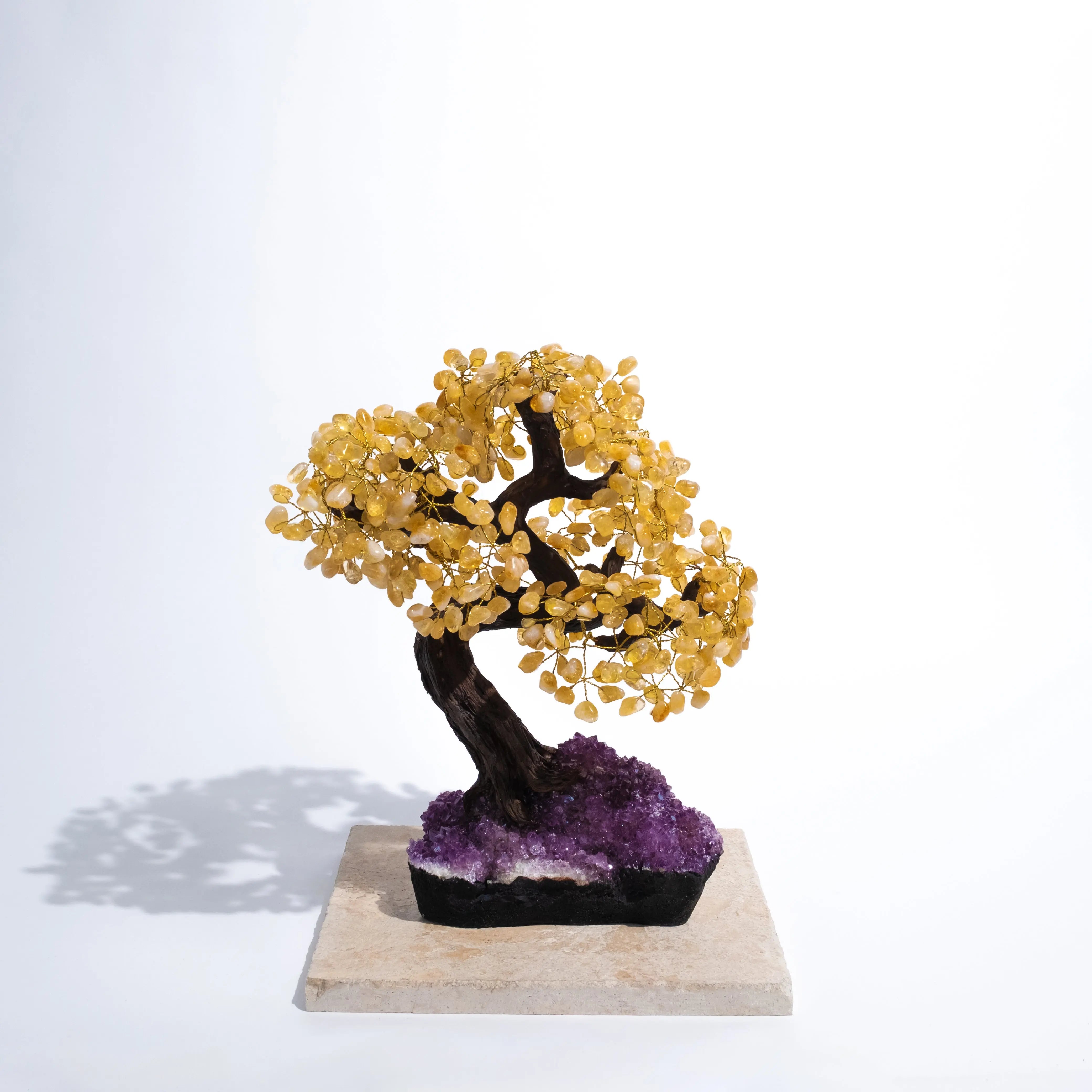 Tumbled Citrine Crystal Bonsai Tree 55cm for Prosperity and Positive Energy, Handcrafted with Genuine Citrine Gemstones