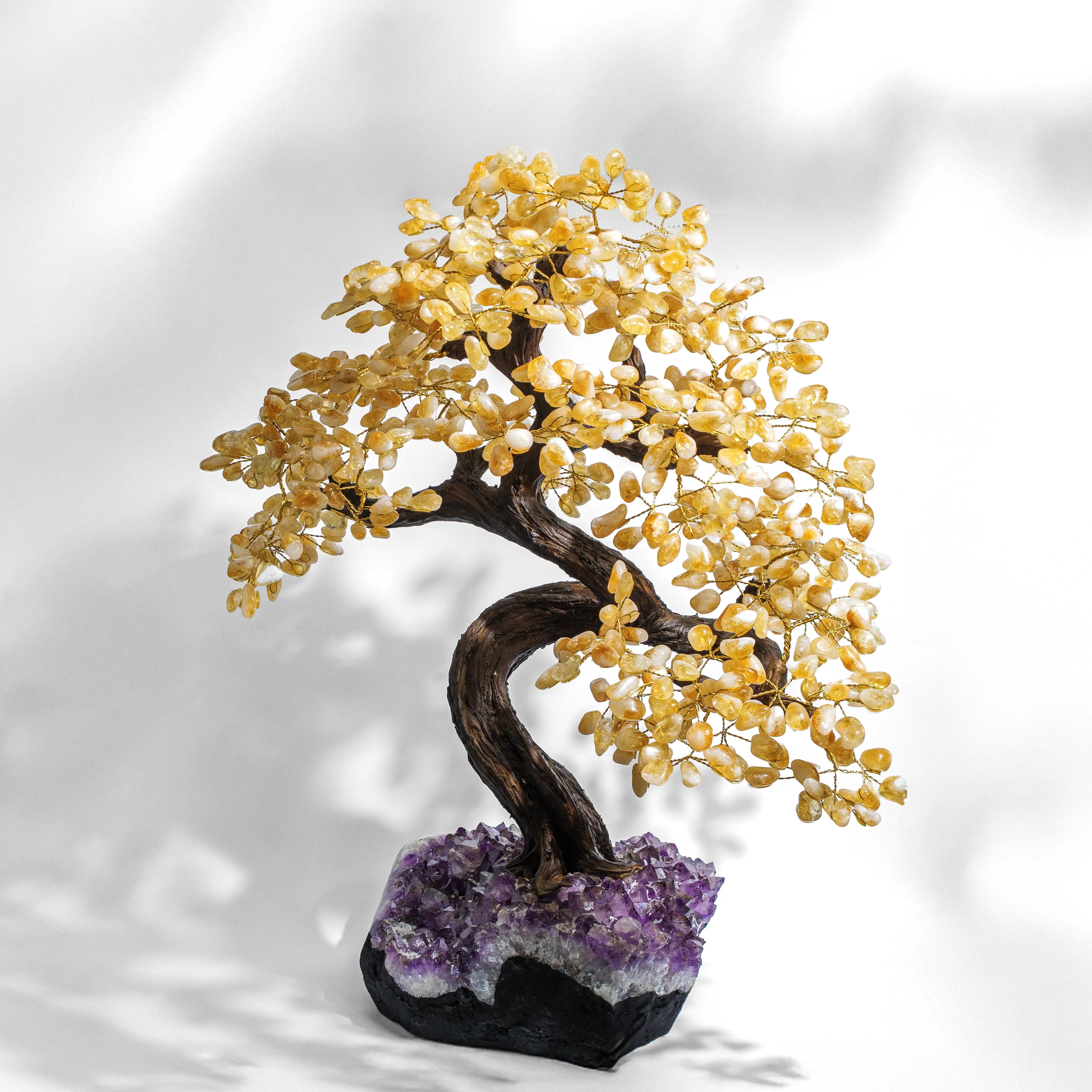Tumbled Citrine Crystal Bonsai Tree for Prosperity and Positive Energy
