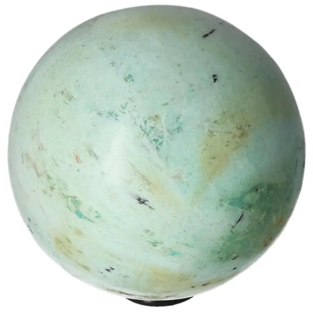 Turquoise sphere for promoting good communication, kindness, and trust, believed to protect against evil and bring good fortune.