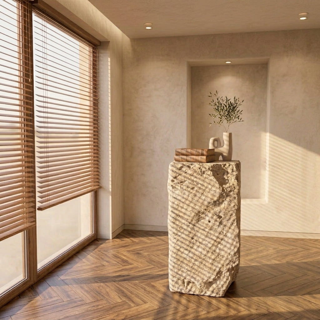 Calcite onyx plinth 450 × 1200 × 450 mm