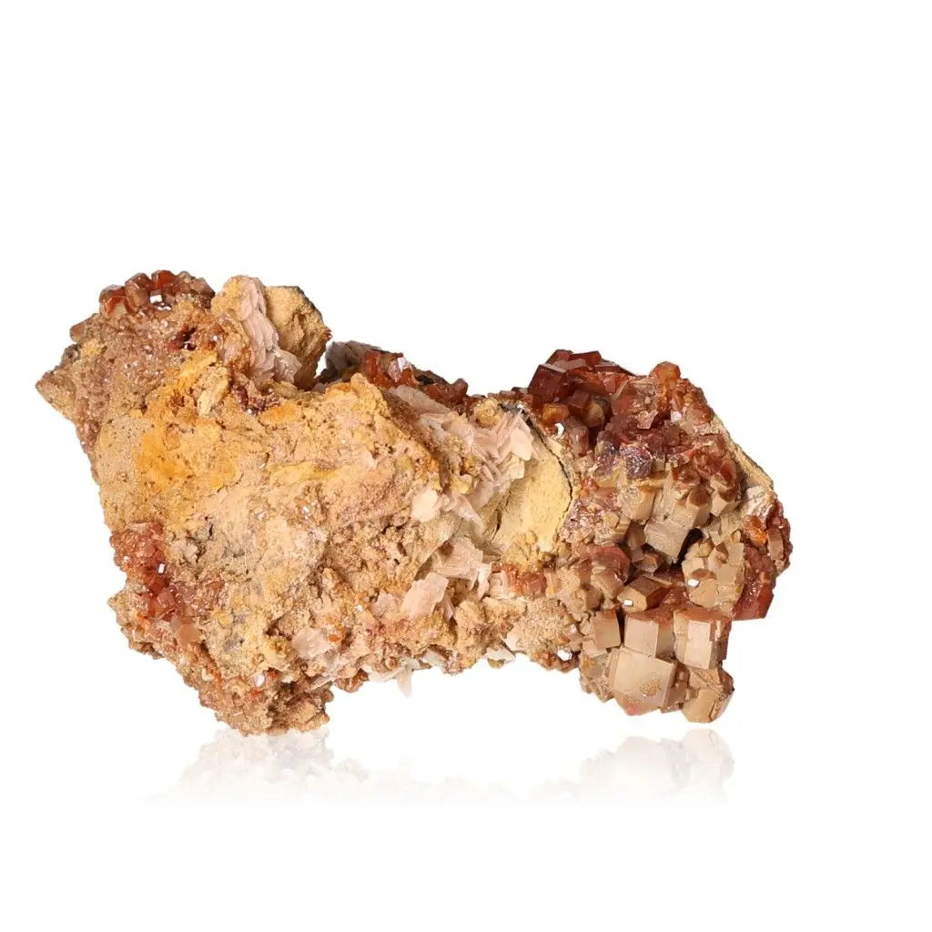 Vibrant red-orange Vanadinite Druze crystal formation, known for enhancing focus and creativity, perfect for collectors and creatives.