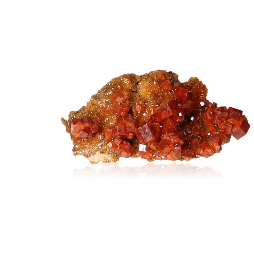 Vanadinite Druze with vibrant red-orange crystals, ideal for collectors seeking grounding focus and creativity enhancement.