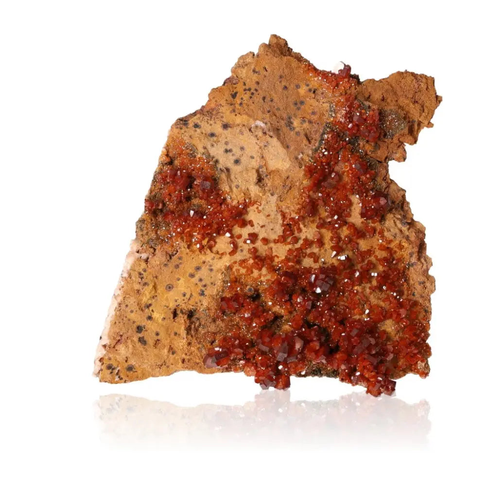 Vanadinite Druze stone with vibrant red-orange crystal formations, ideal for enhancing focus, creativity, and energy.