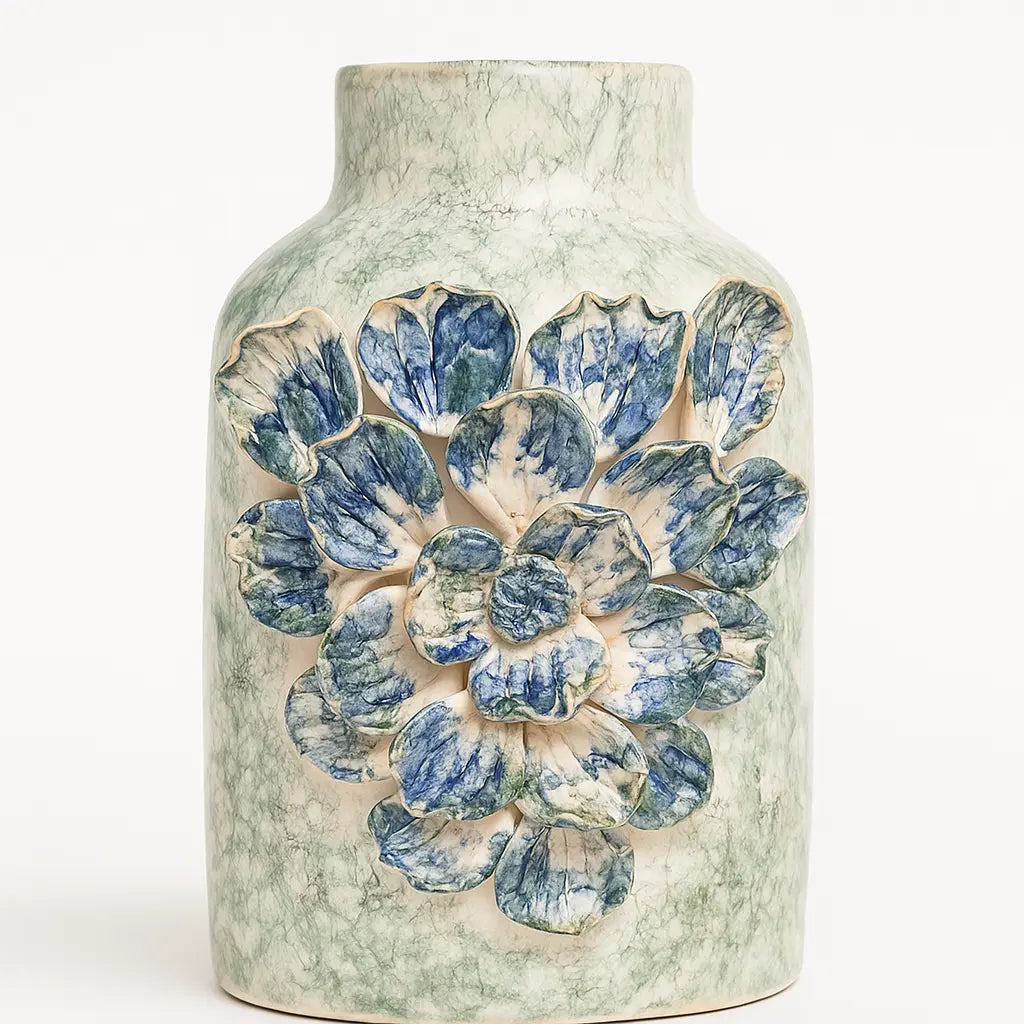 Vase Stoneware Blue 16,5x14,5x39 Sylvia Crystals Sp. z o.o.