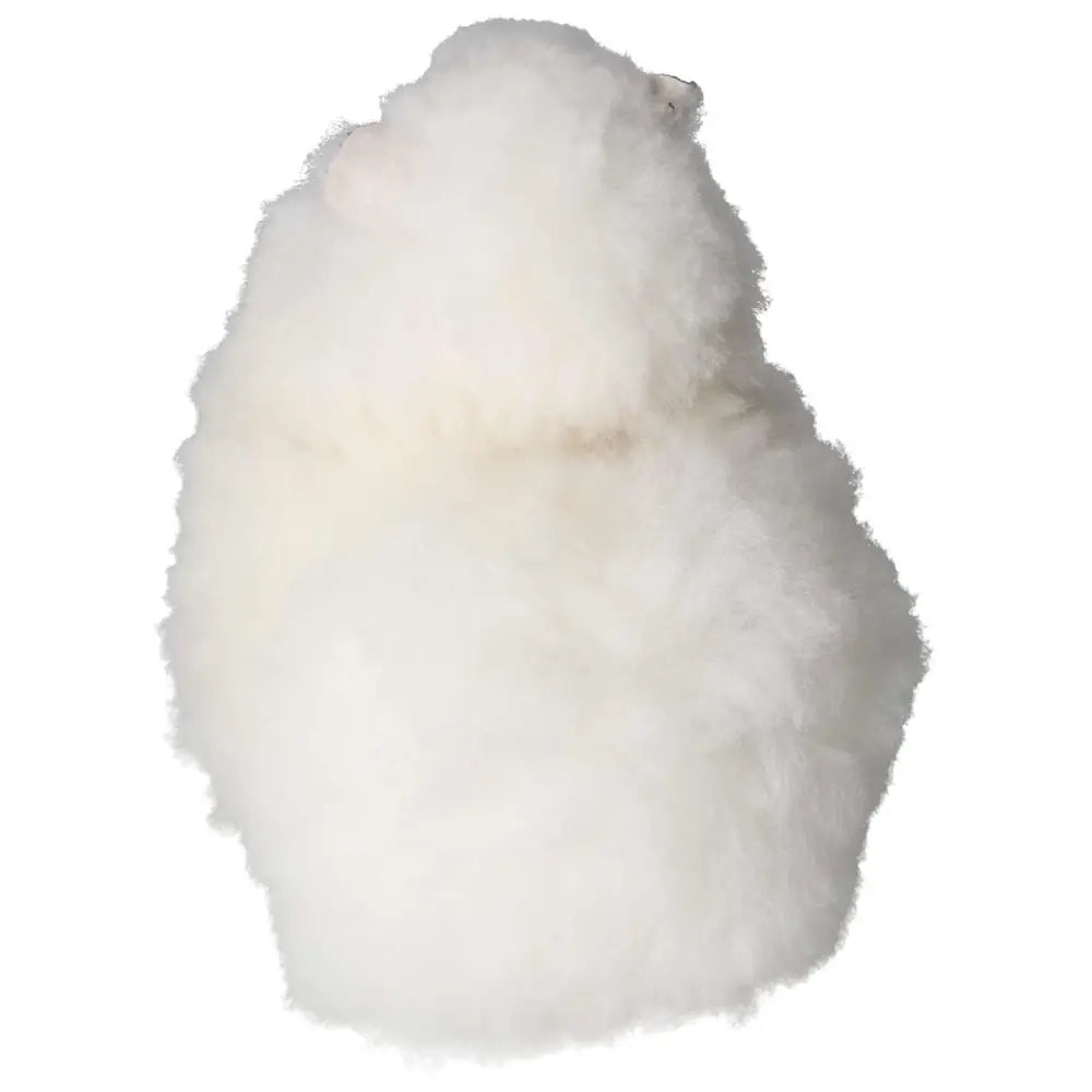 White alpaca plush toy made from authentic Peruvian alpaca hair.