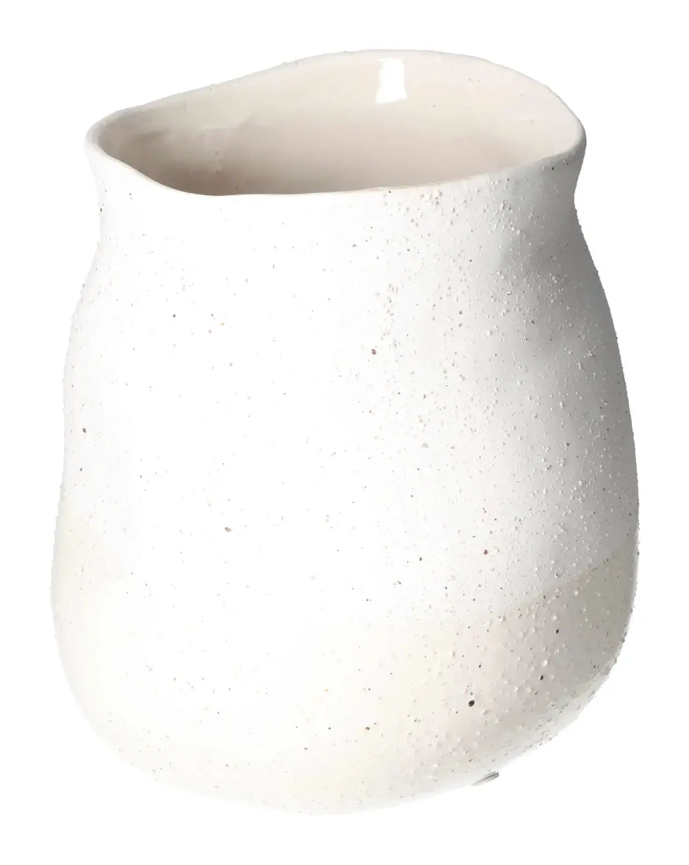 White stoneware flower pot by Sylvia Crystals, showcasing elegant minimalist design in a smooth, curved finish.