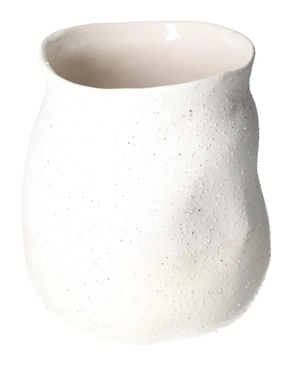 White stoneware flower pot by Sylvia Crystals, featuring a contemporary, minimalist design for elegant home decor.