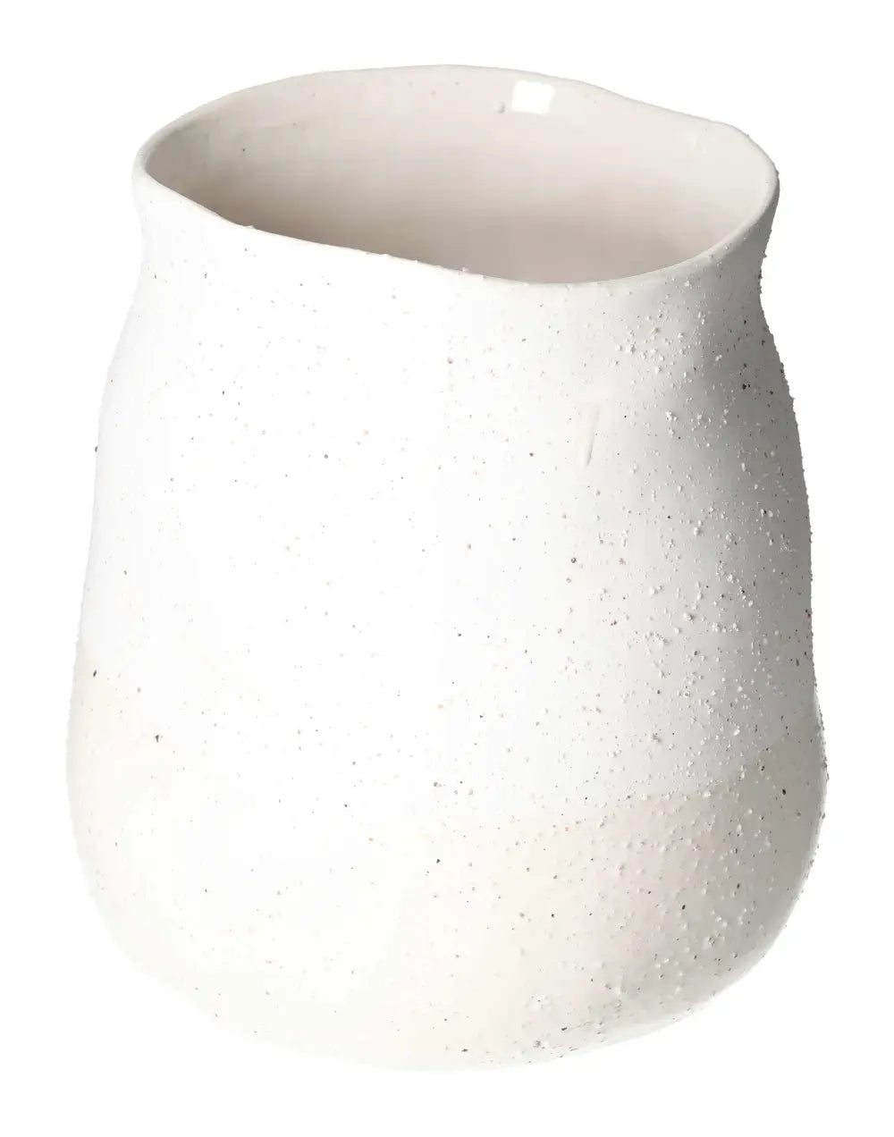 White stoneware flower pot by Sylvia Crystals, elegant design, 22xx22x23 size, perfect for home decor and botanicals.