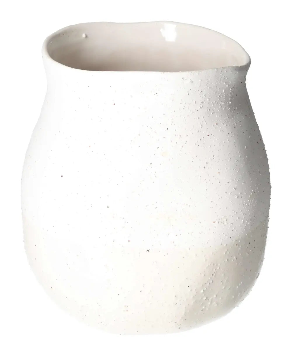 White stoneware flower pot 22xx22x23, handcrafted by Sylvia Crystals, elegant design for home decor and luxury plant display.