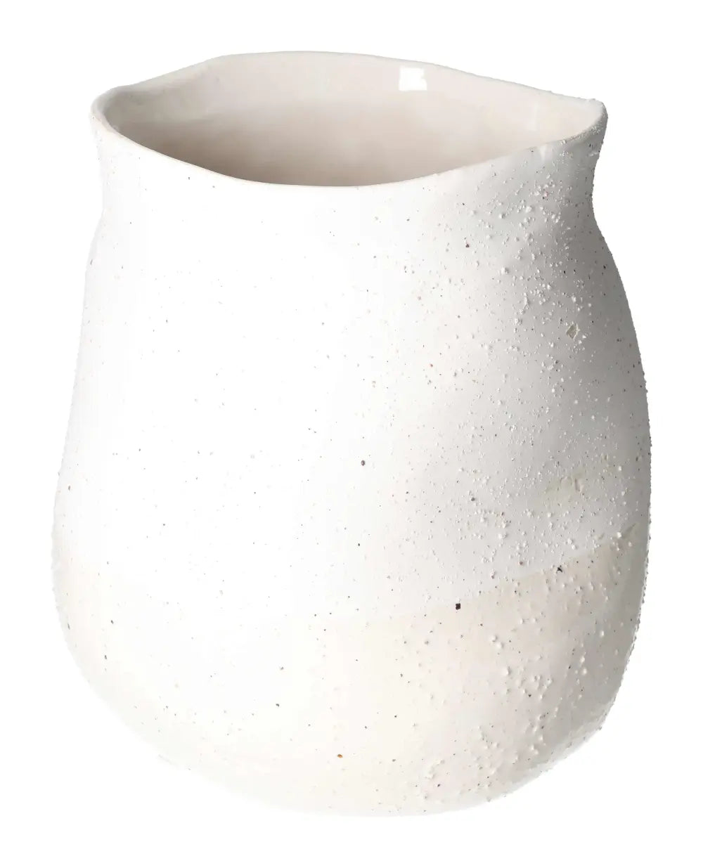 Elegant white stoneware flower pot by Sylvia Crystals, measuring 22xx22x23, promoting luxury and tranquility in decor.