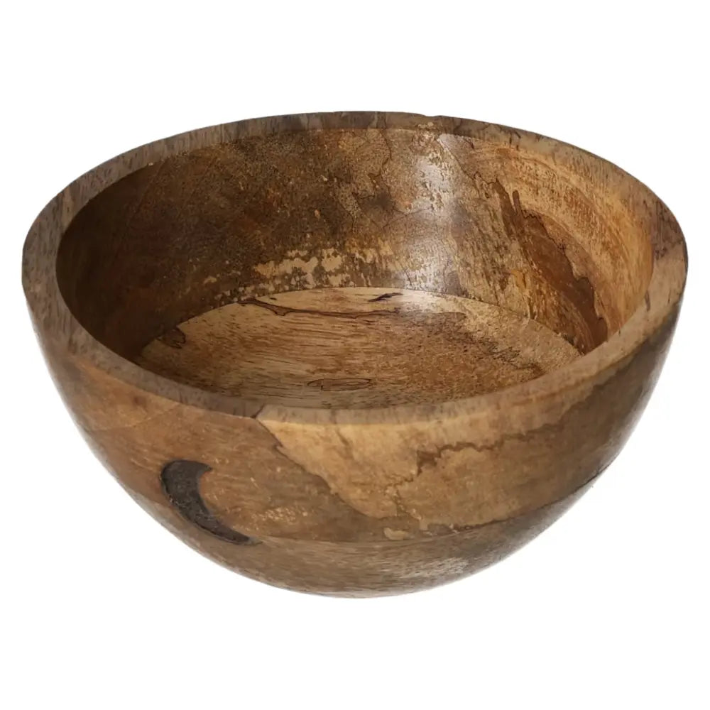 Wooden smudge and ritual bowl with three moon designs, 13x7cm, perfect for ceremonies or offerings.