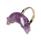 Amethyst Cabochon Moon Ring Gold
