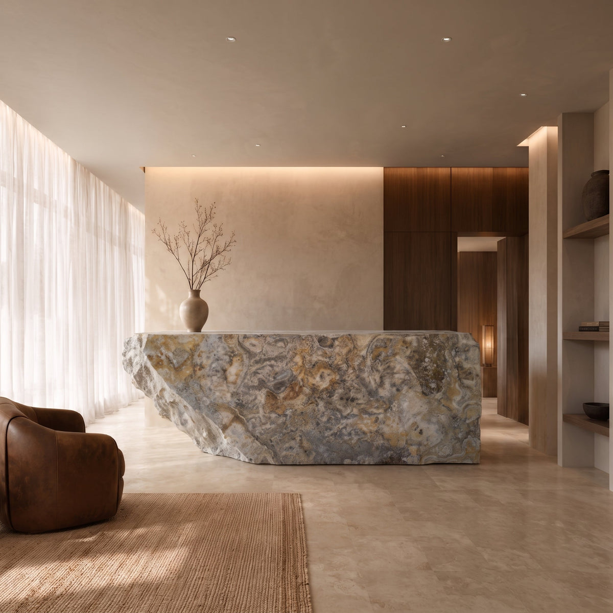 Calcite onyx bar counter 2900 × 500 × 1150 mm