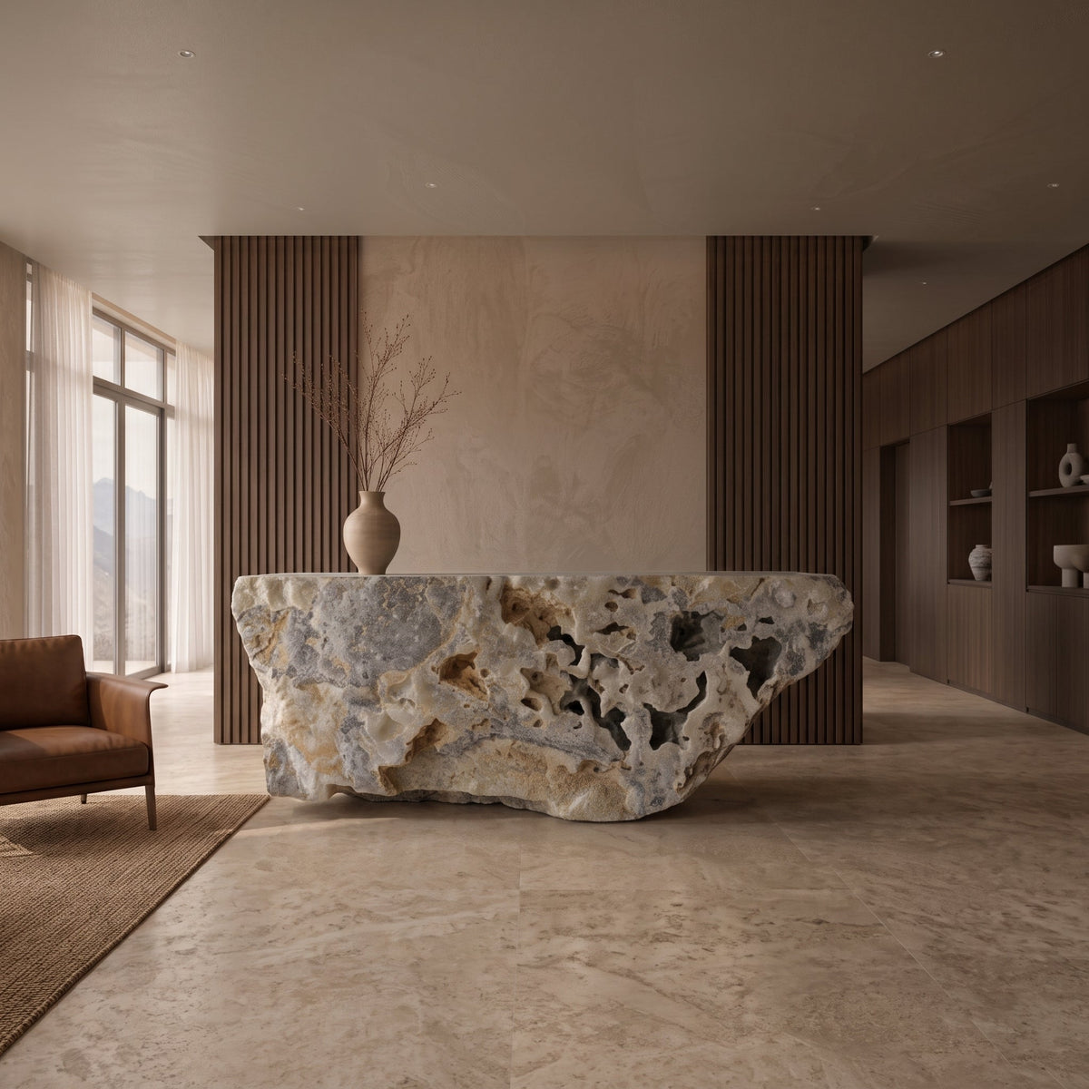 Calcite onyx bar counter 2450 × 500 × 1100 mm