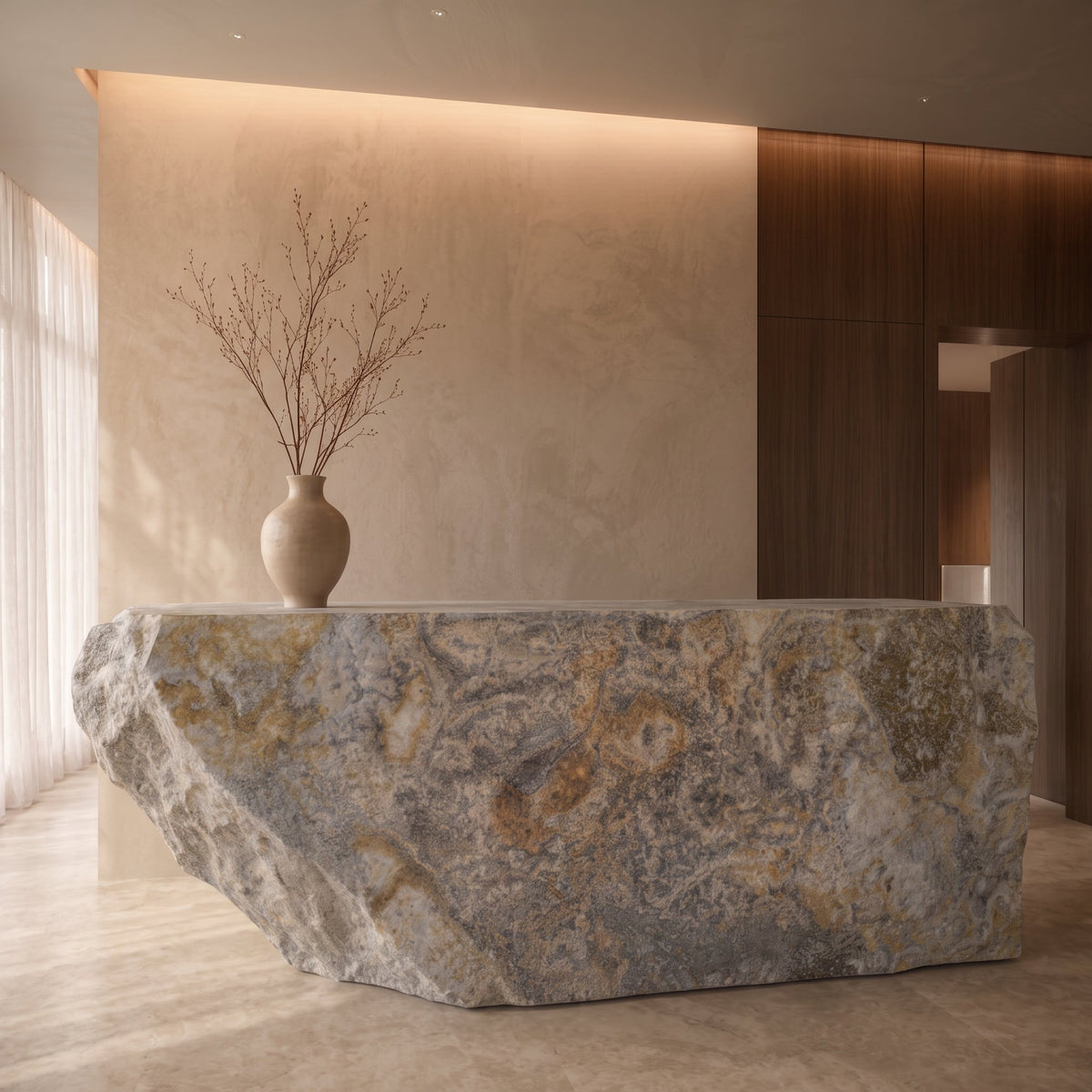 Calcite onyx bar counter 2900 × 500 × 1150 mm