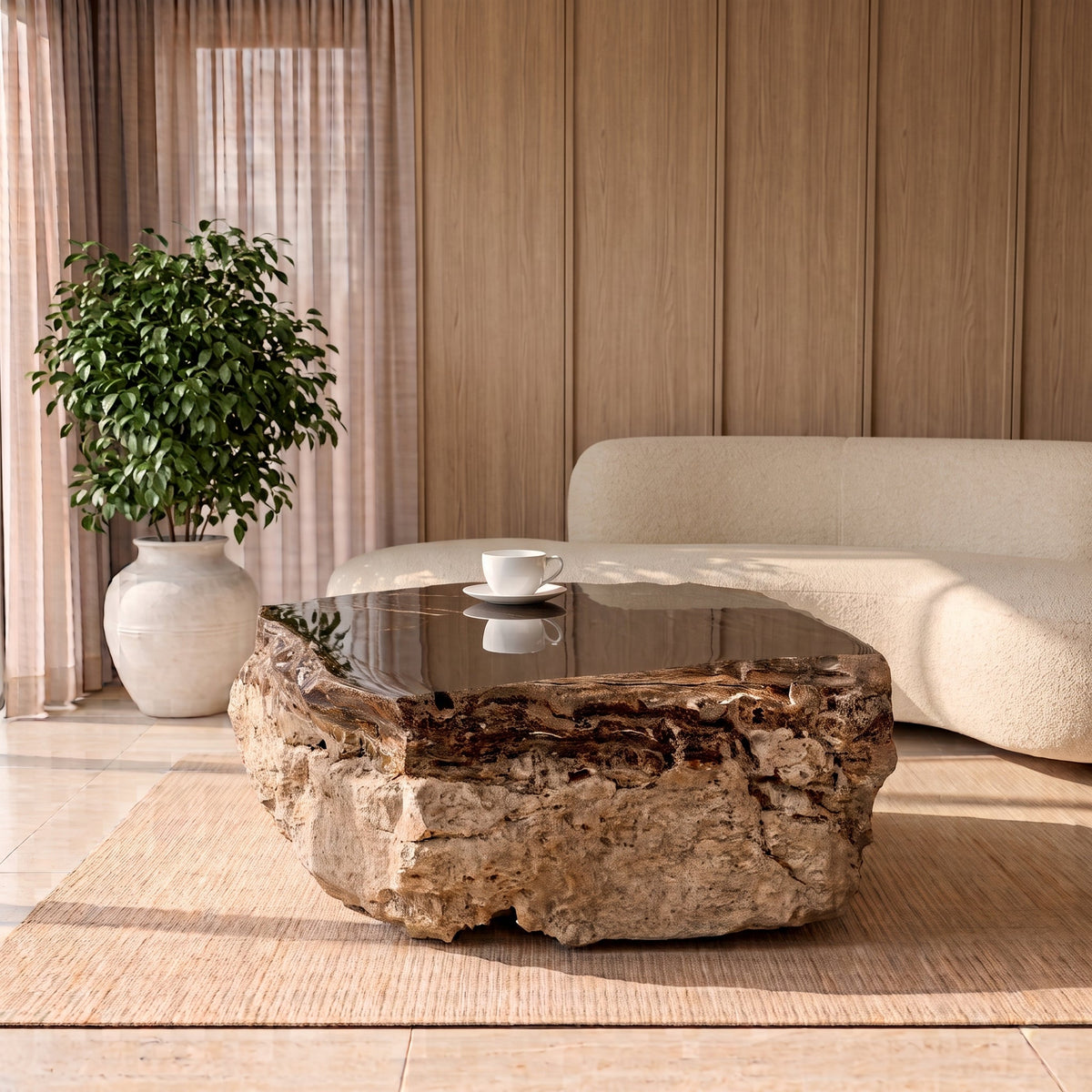 Coffee table in onyx 1350 × 1000 × 440 mm