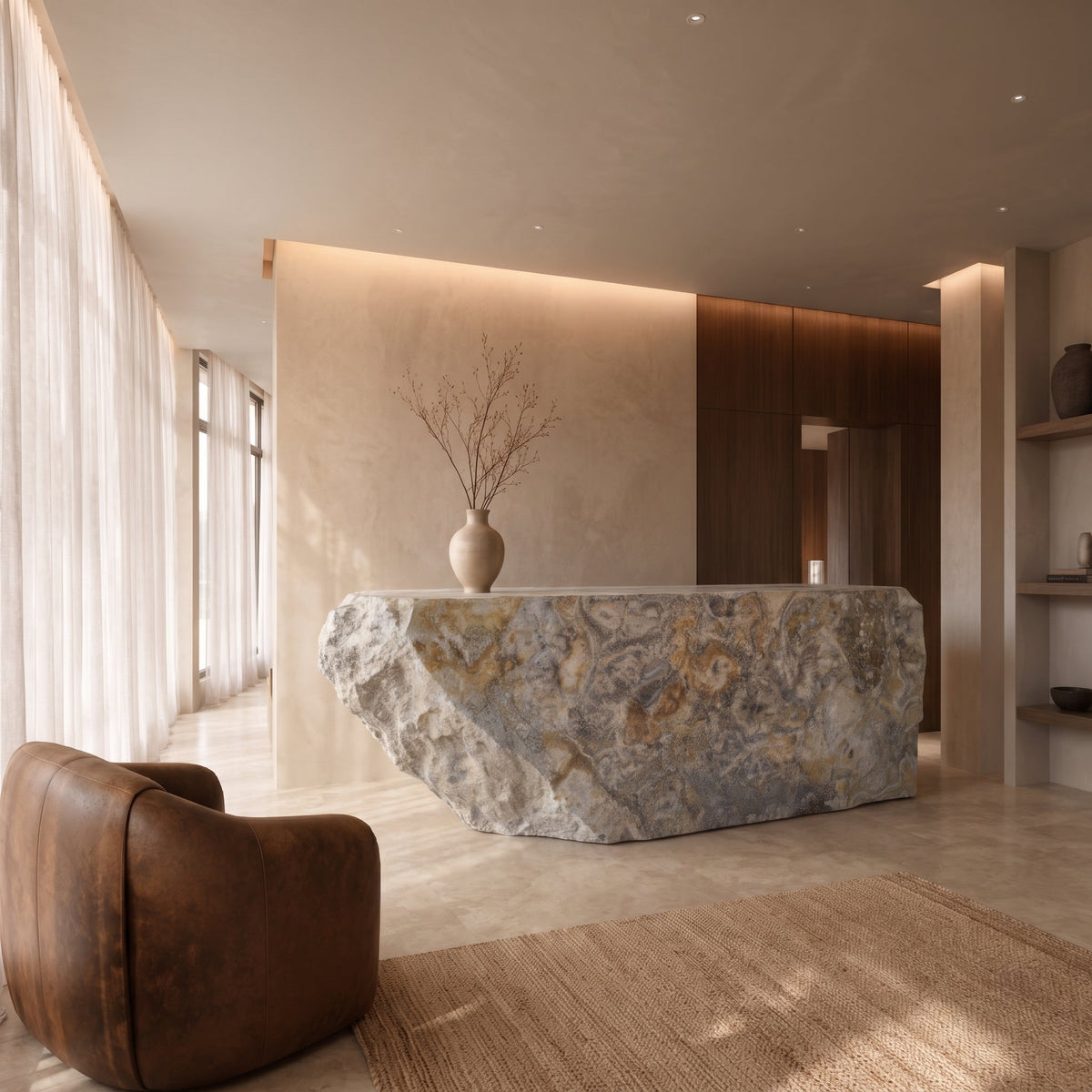 Calcite onyx bar counter 2900 × 500 × 1150 mm