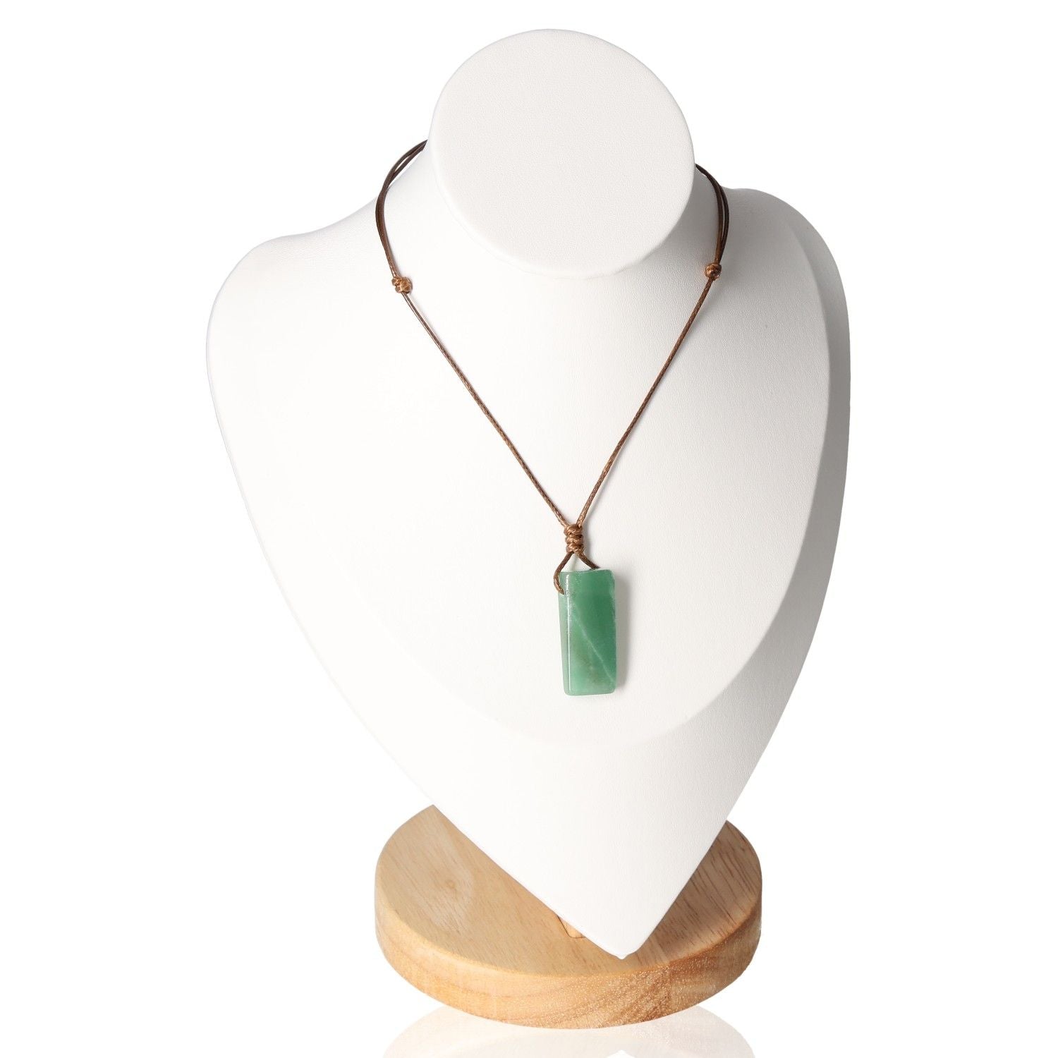 Boho Necklace Green Aventurine on Display Stand with Genuine Gemstone Pendant