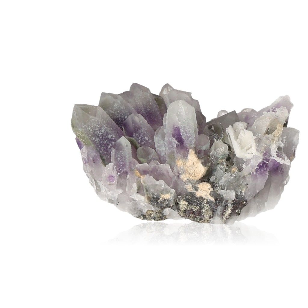 Amethyst crystal cluster enhancing concentration, emotional stability, and reducing stress with its natural properties.