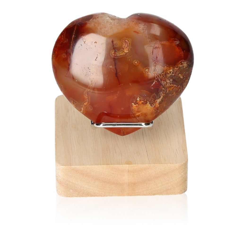 Polychrome Jasper Heart Stone with Vibrant Colors on Stand