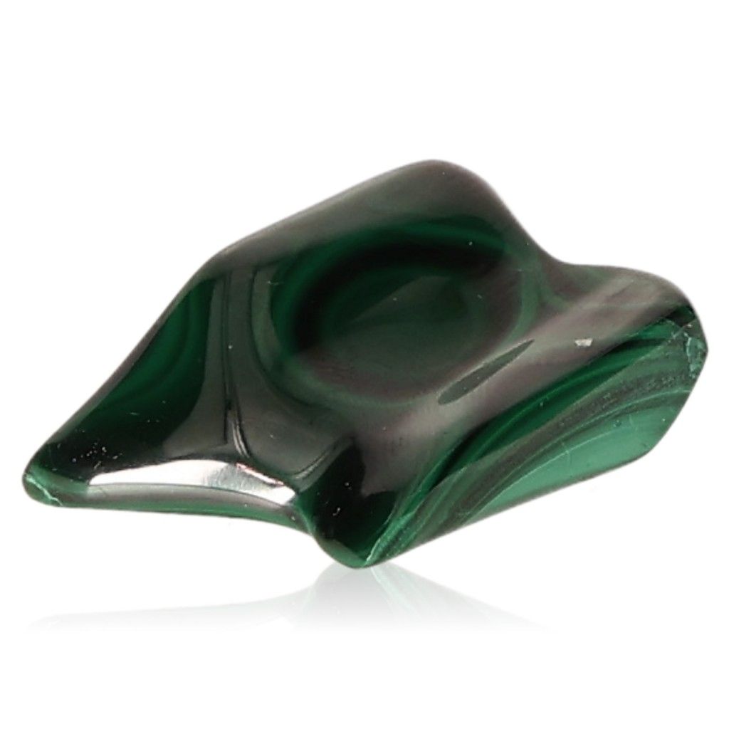 Malachite stone with soothing energy, known for promoting courage, hope, and inner harmony.