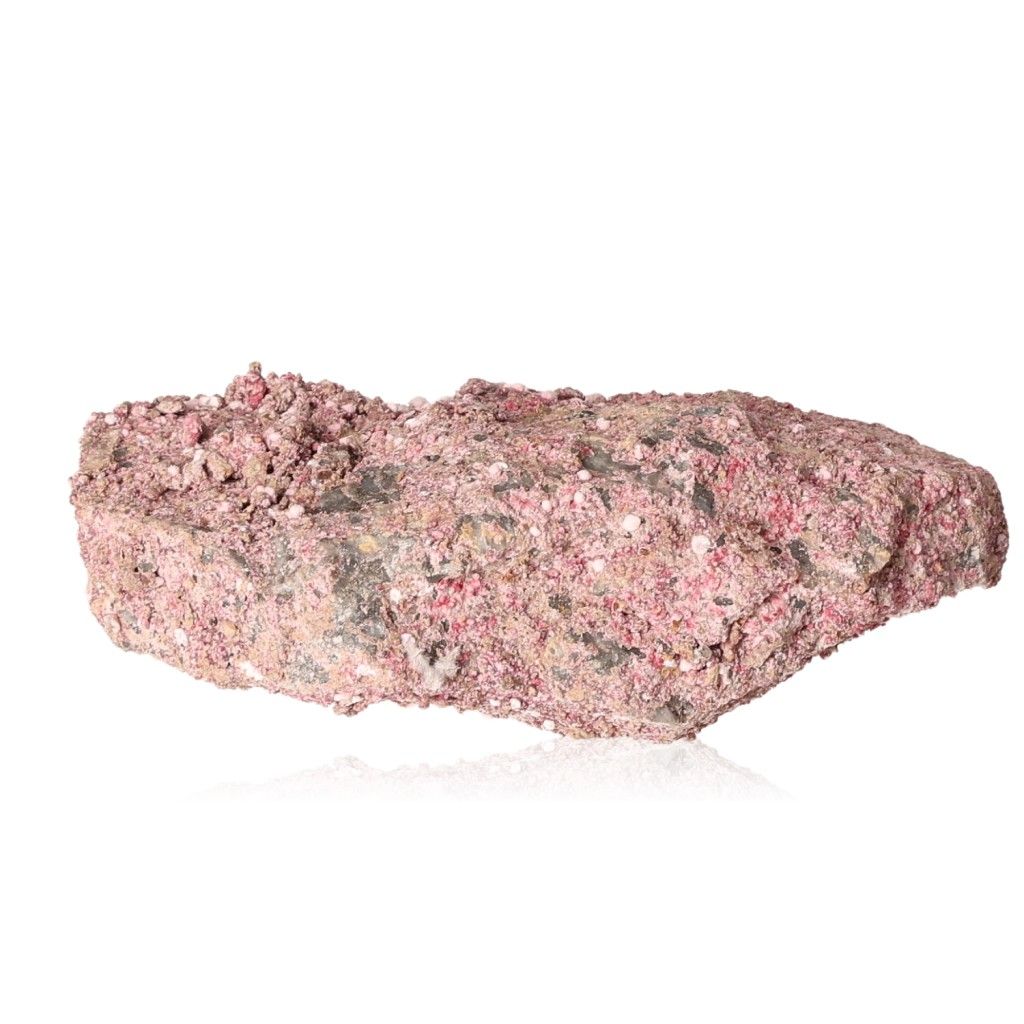 Picropharmacolite mineral with pale pink, needle-like crystal formations, known for its calming energy and emotional clarity.