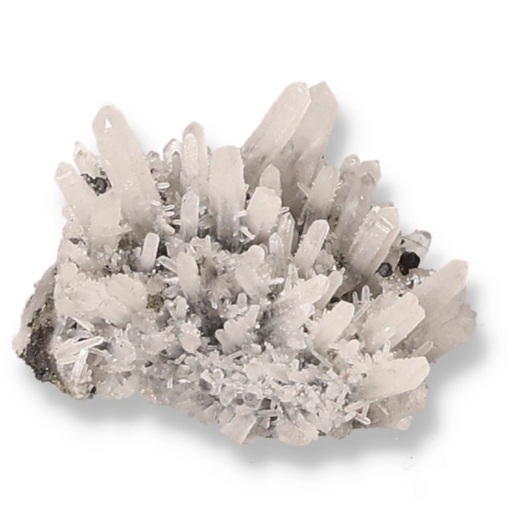 Quartz cluster with pyrite and sphalerite crystals for powerful purification and harmonization.