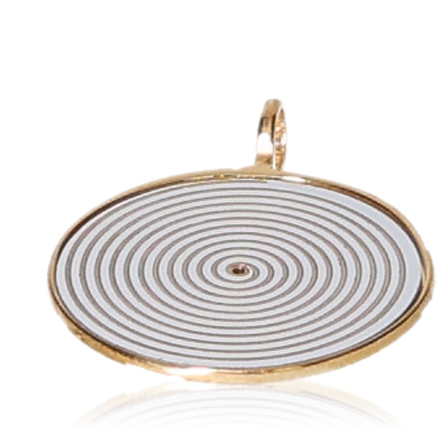 Premium gold and sterling silver 925 pendant with spiral design for absorbing electric smog. Ultra-thin, stylish protection accessory.