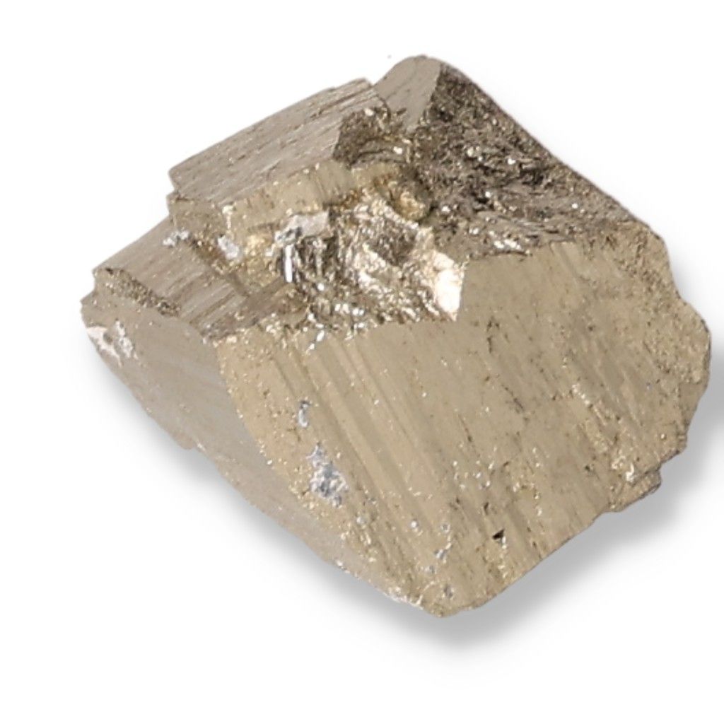 Raw pyrite crystal, known as fool's gold, ideal for inspiring new ideas and enhancing independence and courage.