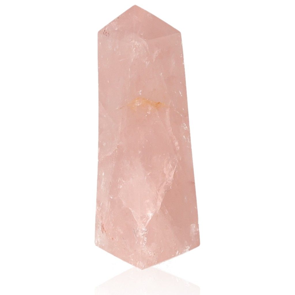 Rose Quartz Obelisk by Sylvia Crystals, symbolizing love and healing with natural, ethically sourced gemstone.