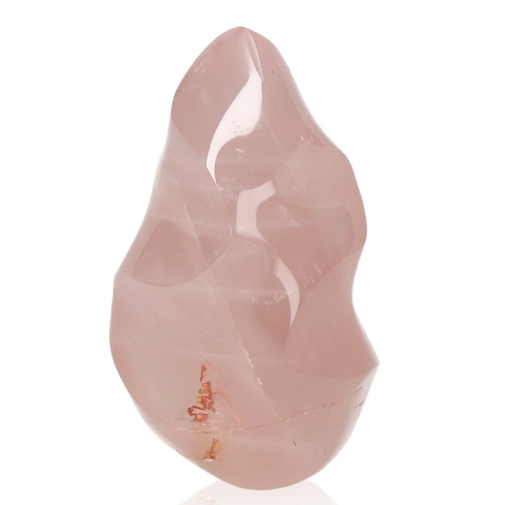 Rose Quartz Flame by Sylvia Crystals, natural stone of love for emotional healing and self-love, ethical and heart-centered energy.