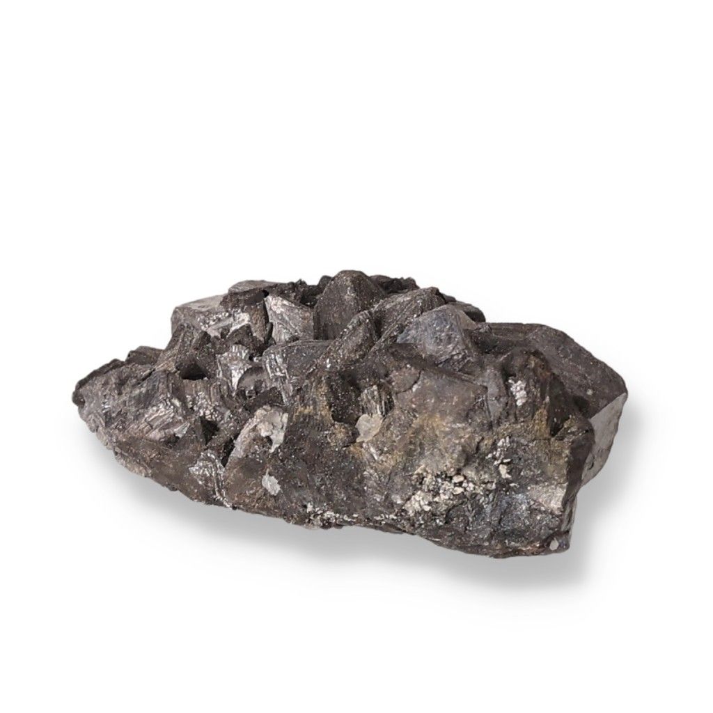 Galena mineral stone with metallic luster, used for transformation and grounding in spiritual practices. Handle with care due to lead content.