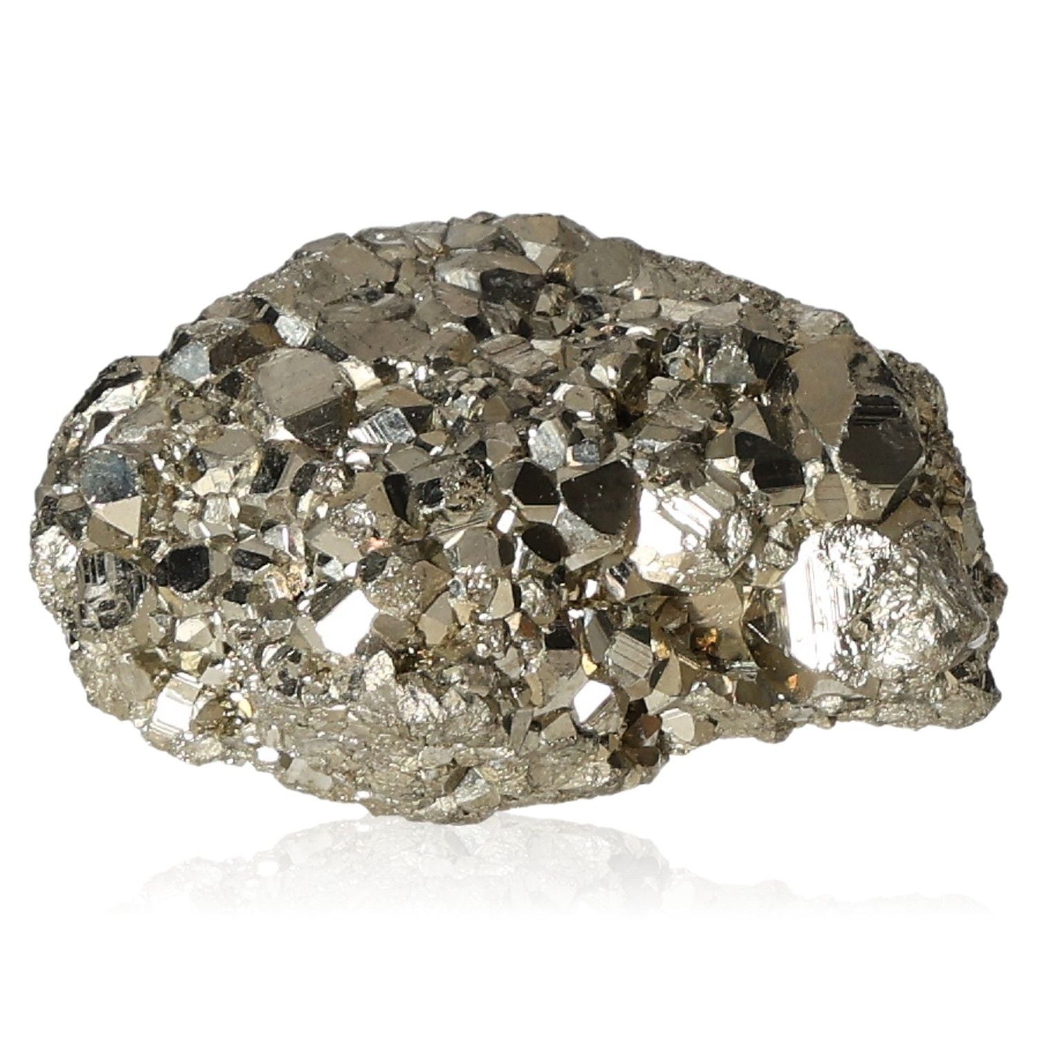 Pyrite druzy stone for independence, courage, and goal achievement. Stimulates action and new ideas. Perfect for mental growth.