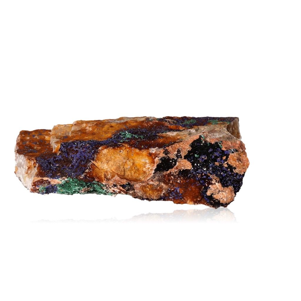 Azurite with Malachite mineral specimen showcasing deep blue and green patterns for collectors and spiritual seekers.