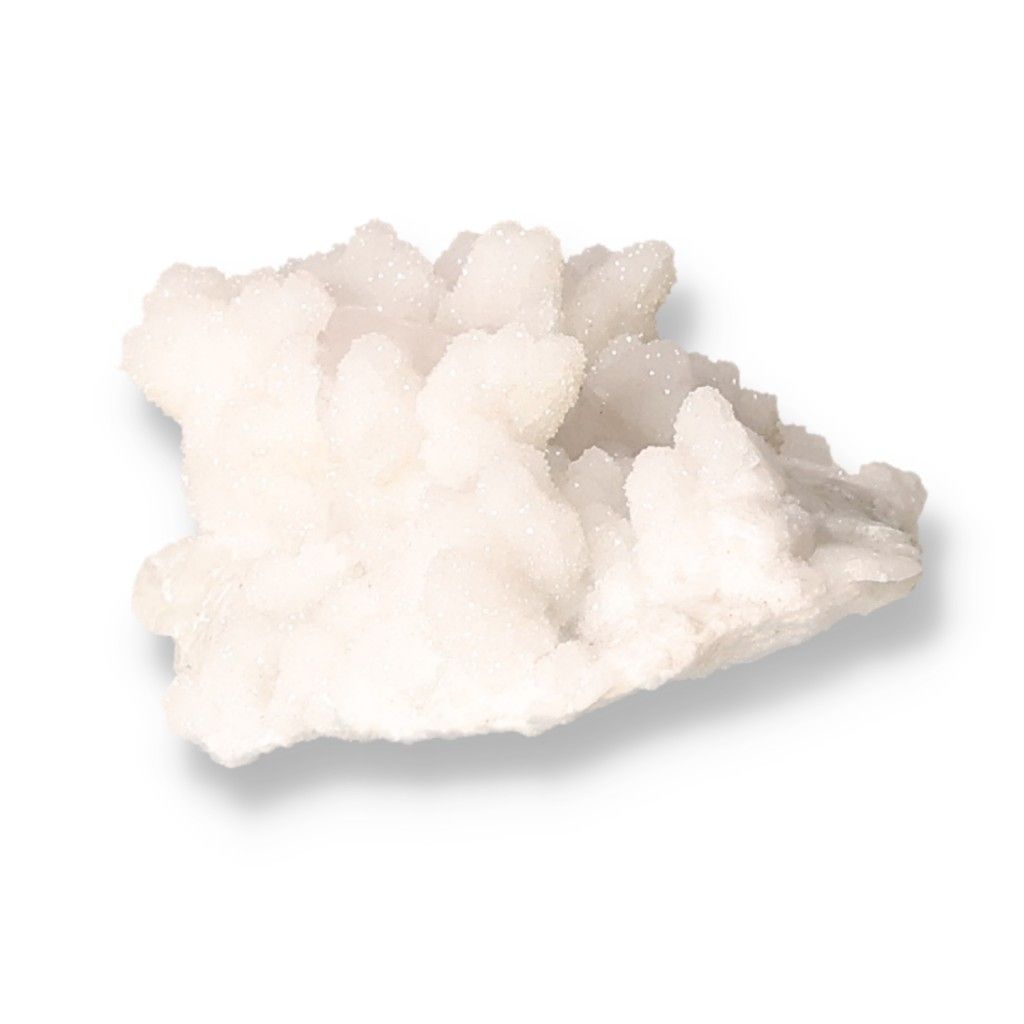 White quartz with calcite crystal cluster for spiritual and energetic healing.