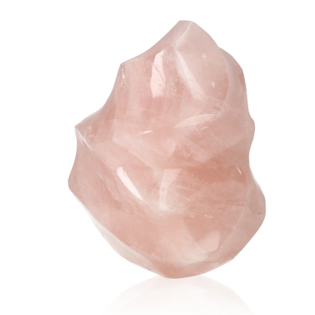 Rose Quartz Flame crystal from Sylvia Crystals, symbolizing love and emotional healing with its gentle, nurturing energy.