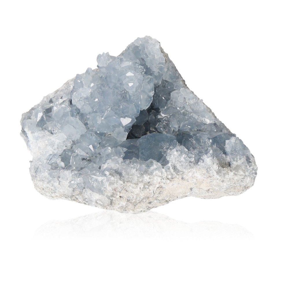 Celestite crystal with calming blue hues for peace and serenity.