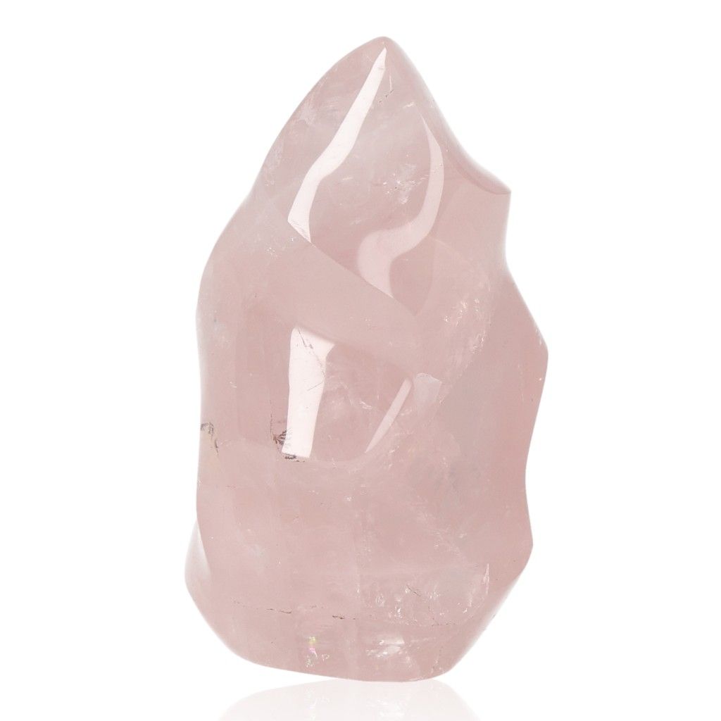 Rose Quartz Flame crystal by Sylvia Crystals, known for promoting love and emotional healing, ethically sourced and natural.