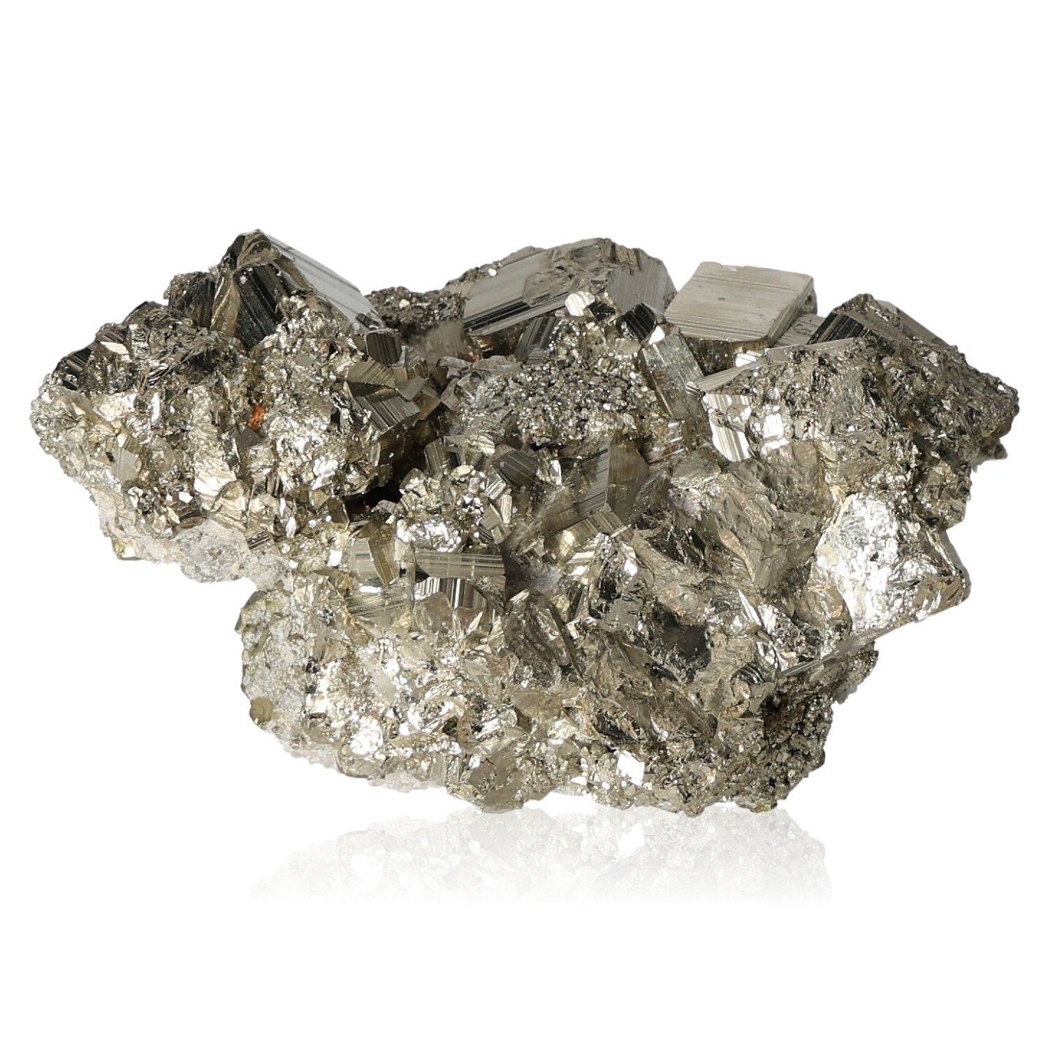 Pyrite druzy cluster promoting independence and inspiration for new ideas and courage, perfect for stimulating action and goal achievement.