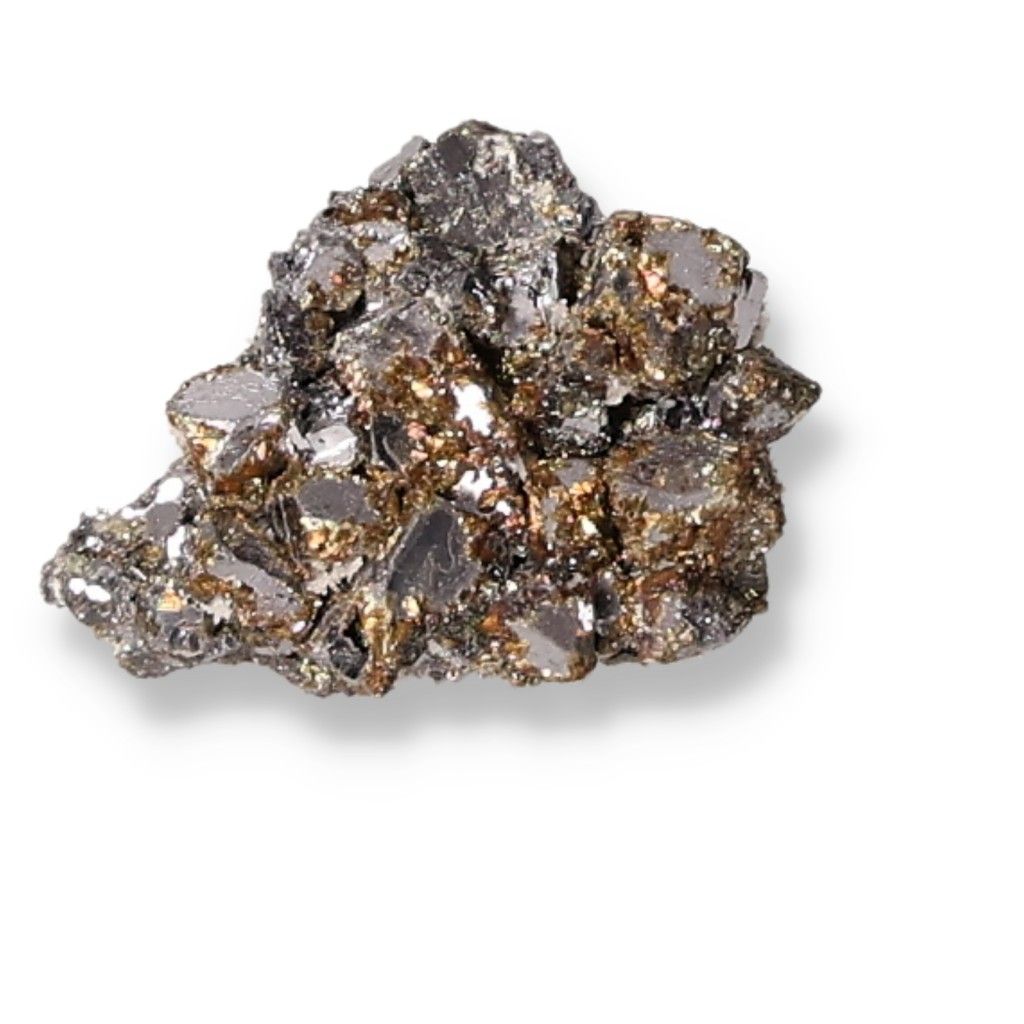 Galena with Chalcopyrite mineral specimen displaying metallic shine and crystal formation.