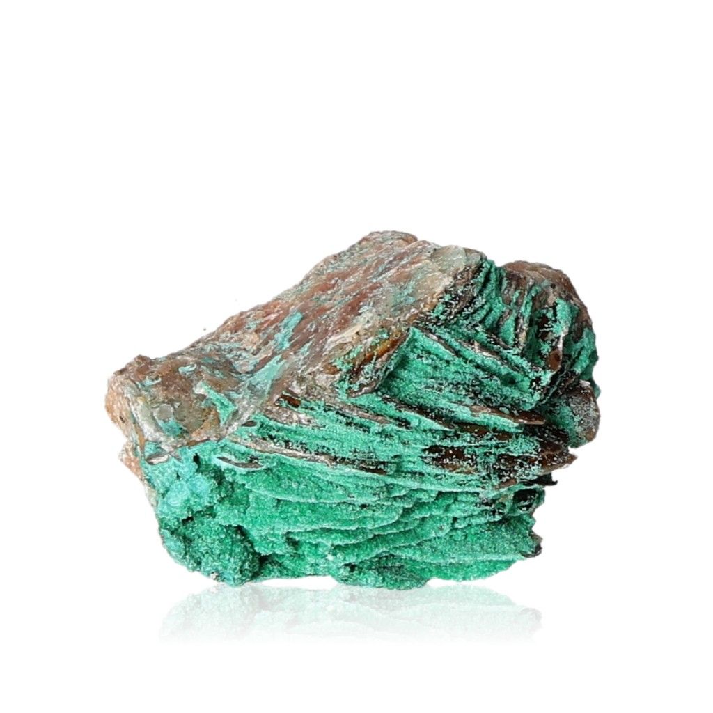 Malachite druze stone with vibrant green hues, known for emanating soothing energy and promoting courage and optimism.