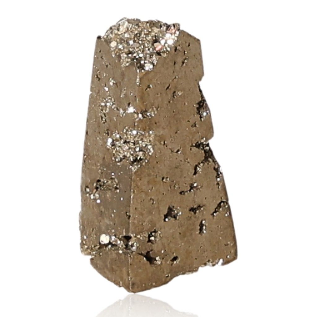 Pyrite obelisk crystal for independence and courage, stimulates action and inspires new ideas for goal achievement.