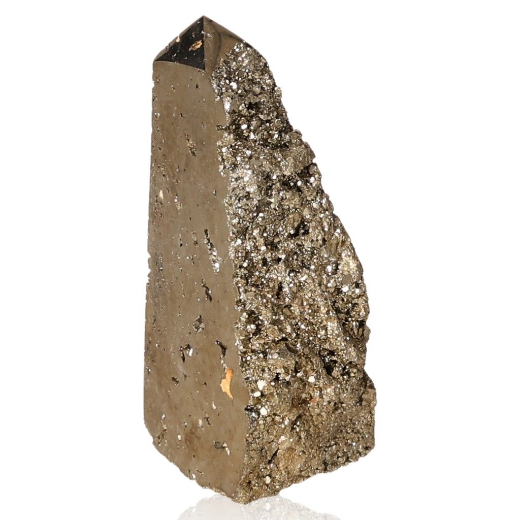 Shimmering Pyrite Obelisk for inspiration and motivation, enhances independence and courage. Perfect for personal growth and initiative.