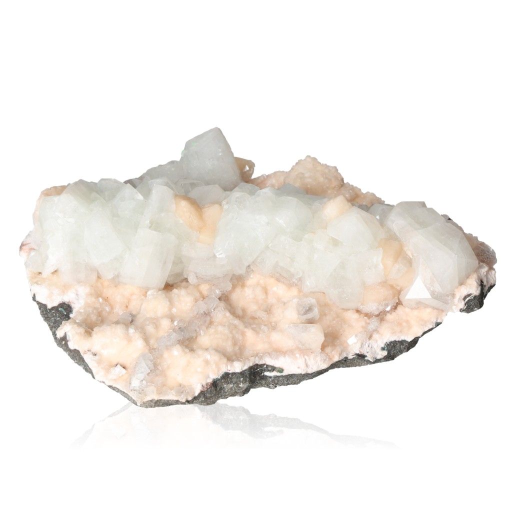 Apophyllite with Stilbite crystal cluster showcasing sparkling clarity and natural beauty for spiritual connection and mental clarity.