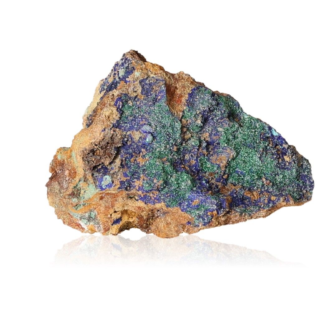 Azurite with Malachite mineral specimen showcasing deep blue and green hues, renowned for enhancing intuition and spiritual insight.