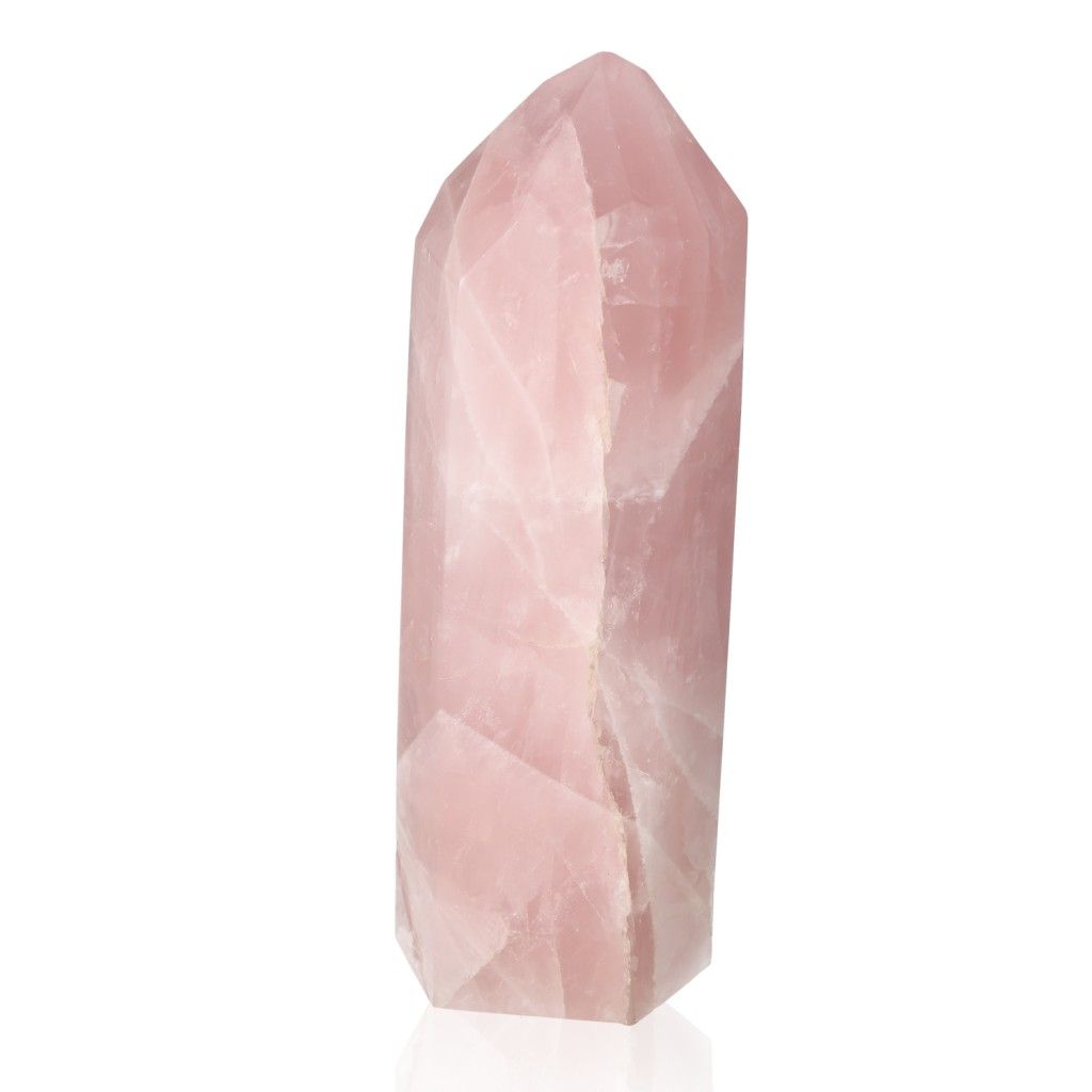 Rose Quartz Obelisk by Sylvia Crystals, symbol of love and healing, crafted from natural rose quartz for emotional balance.