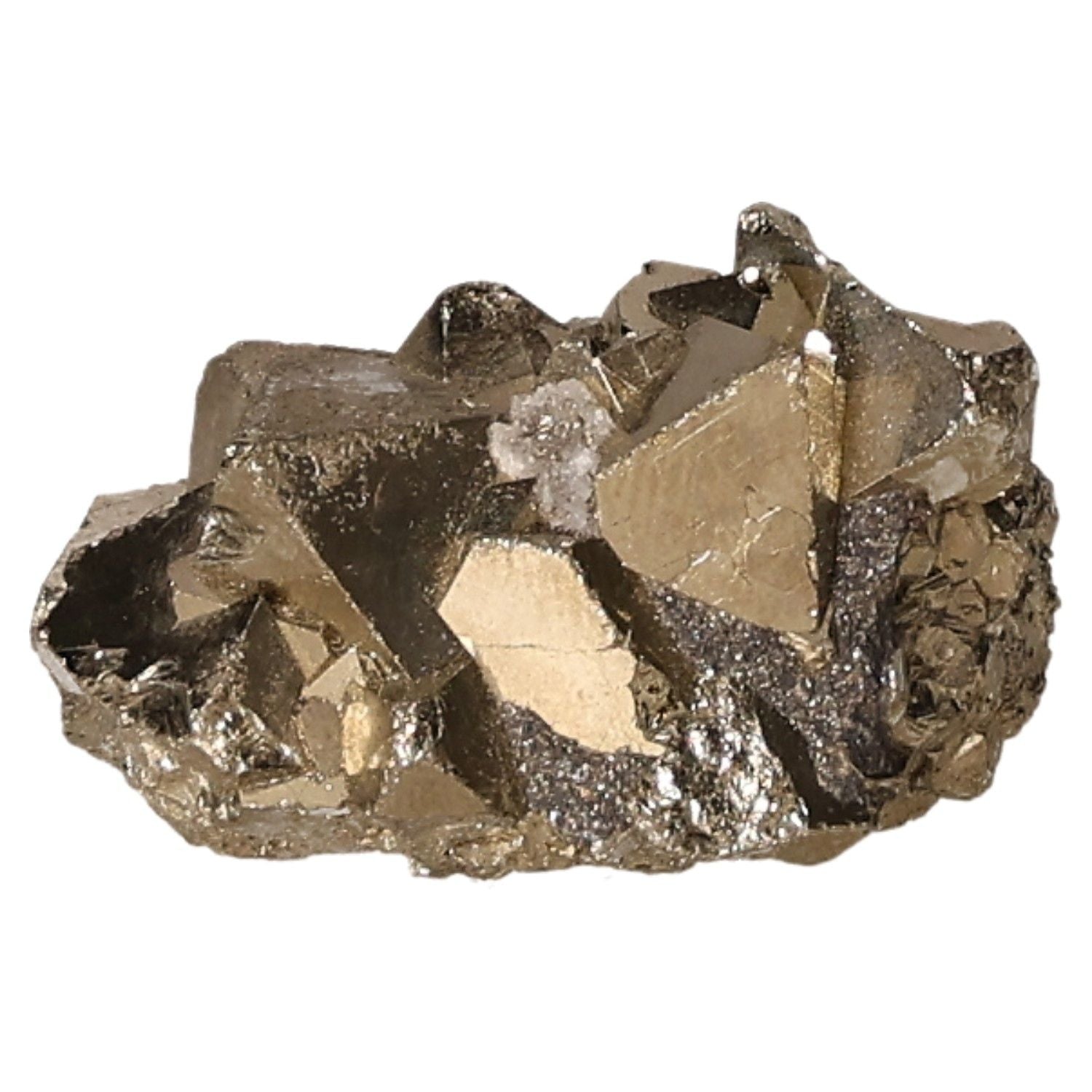 Pyrite druze crystal, metallic gold texture, promotes independence and courage, ideal for inspiring new ideas and motivation.