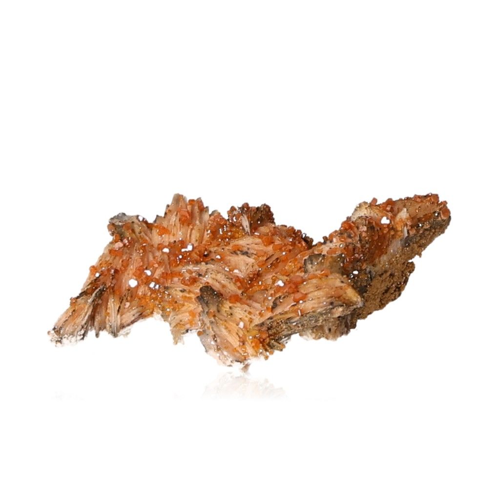 Vanadinite Baryte Druze mineral with reddish-orange crystals and creamy hues for focus, motivation, and balanced growth.