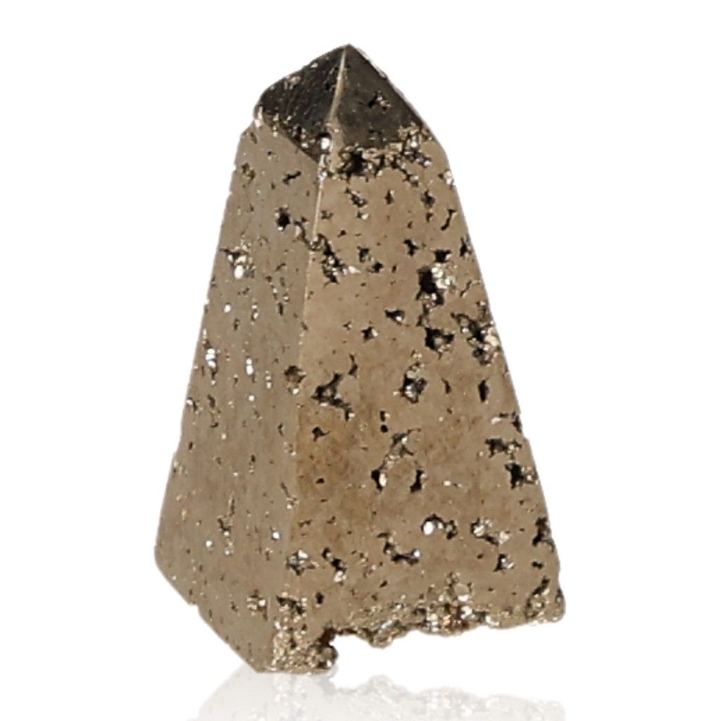 Pyrite obelisk for courage and initiative, supports independence and inspires new ideas.